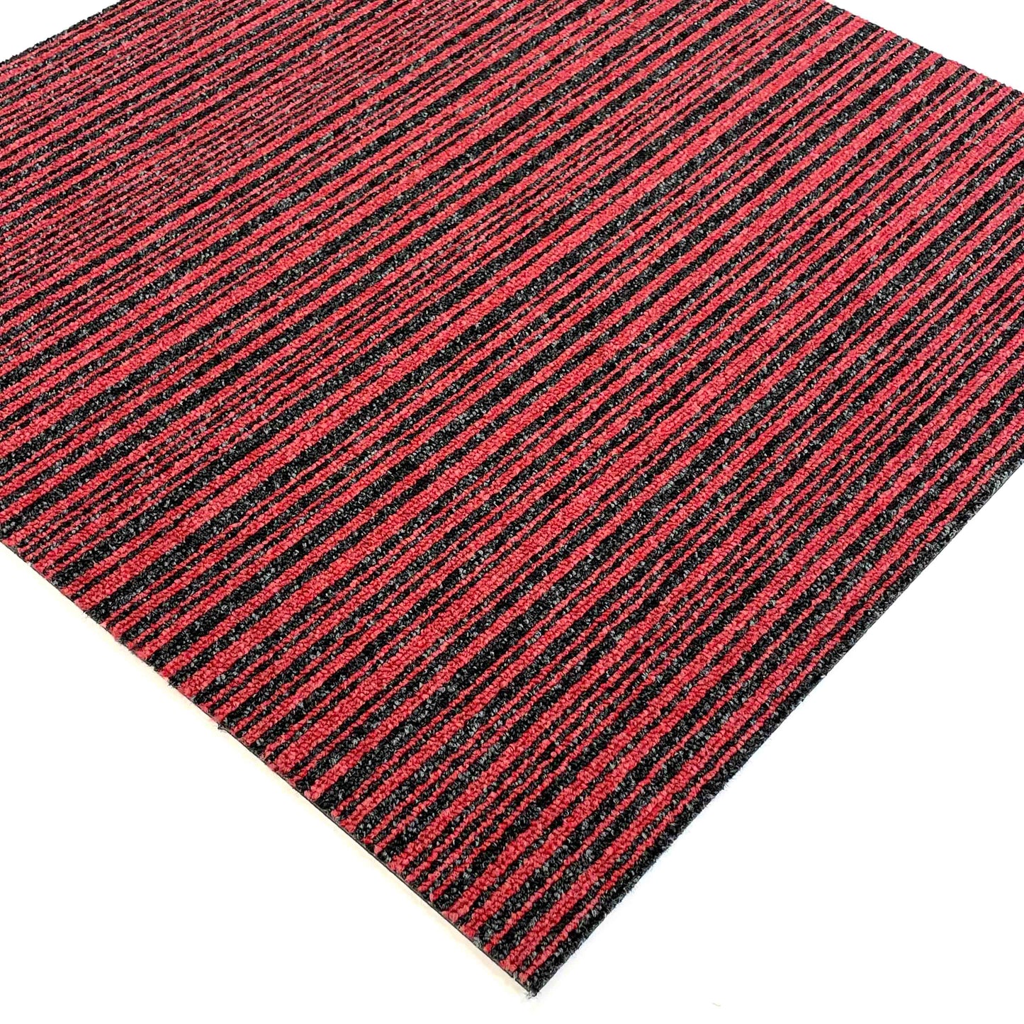 Red and Black Stripe Carpet Tiles