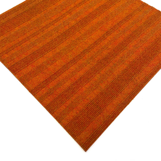 Bold Orange Ribbed Pattern Carpet Tiles