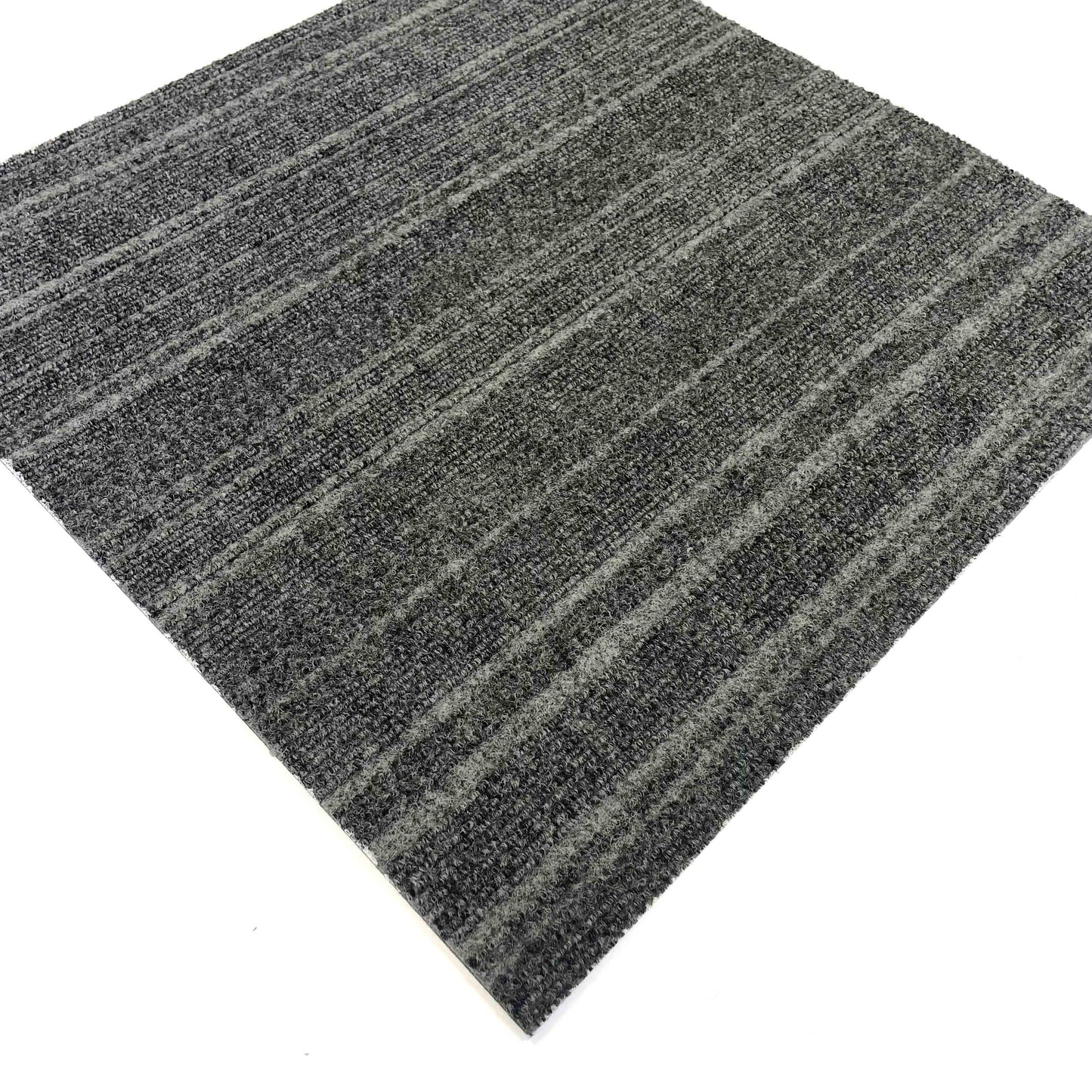 Grey Ribbed Patterned Carpet Tiles