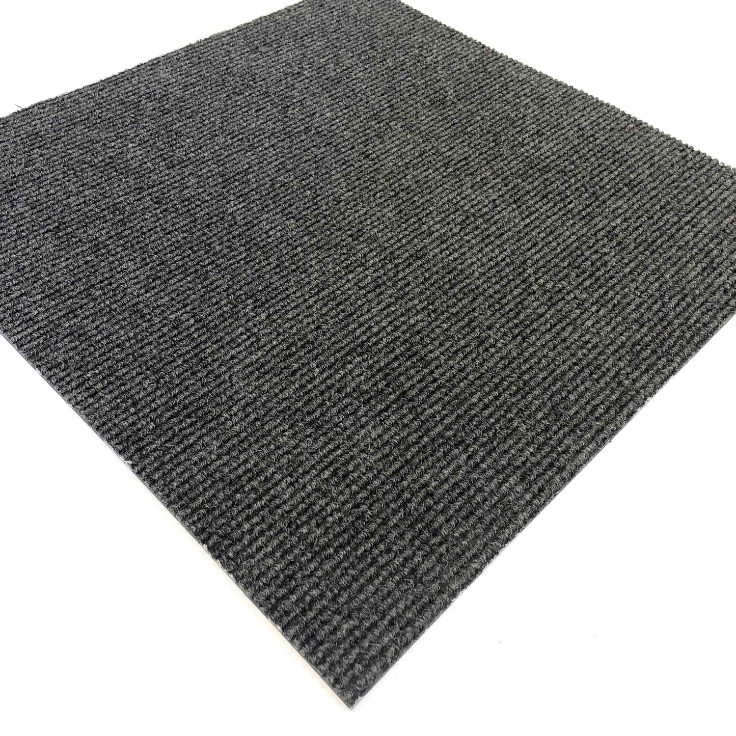 Dark Grey Ribbed Carpet Tiles